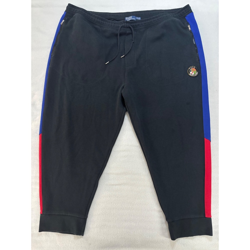 Polo Ralph Lauren Mens 5XB Colorblock Crest Jogger Sweatpants Black Blue Red